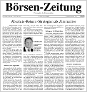 Börsen-Zeitung: Gastbeitrag von Eckhard Sauren zu Absolute-Return-Strategien